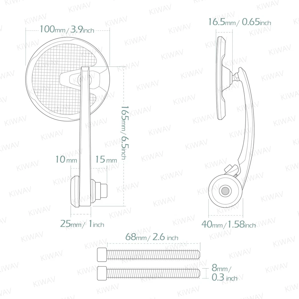 Espejos redondos roscados barra extremo delgado mate fibra de carbono se adapta a Indian Scout Bobber Foto 2 de 4