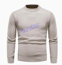 Winter Thickness Pullover Men O-neck Solid Color Long Sleeve Warm Slim Sweaters