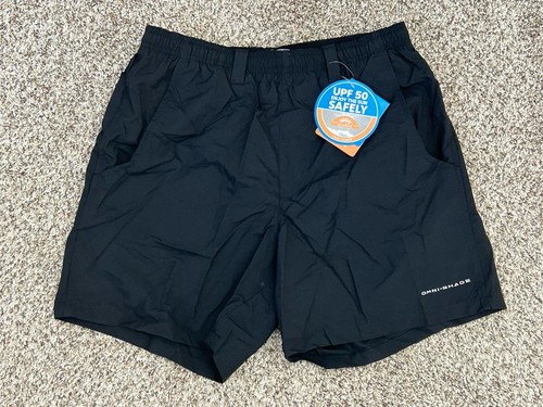 NEW Columbia PFG Backcast 6” Omni-Shade Black Drawstring Swim Shorts SMALL (H6)