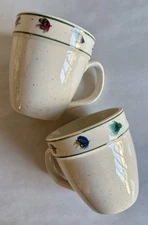 Two Vintage 16-oz Folkcraft Rainbow Trout Speckled Stoneware Mugs