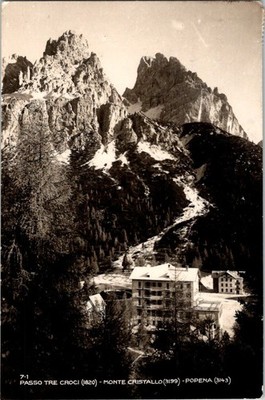 Vintage Italian Postcard Passo Tre Croci & Monte Cristallo Mountains
