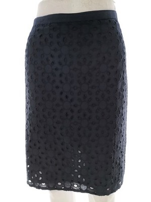 Boho Knielang Rock Schwarz Lochmuster Baumwolle A-Linie Lochstickerei Hippie 42