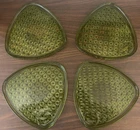 Vintage MCM Avocado Green Anchor Hocking Daisy & Buttons Plates Set Of Four