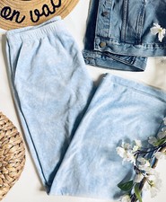 St. John Sport Y2K pastel baby blue velour velvet track pants