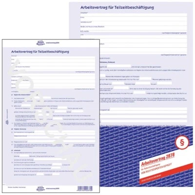 AVERY ZWECKFORM AVERY Arbeitsvertrag A4 2878 Teilzeit und geringfügig Beschäftigte 4-seitig