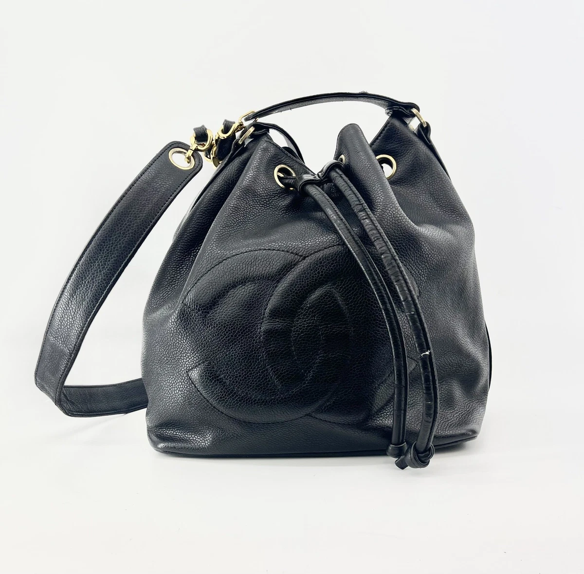 Lot - Vintage Chanel Drawstring Caviar Bucket Bag