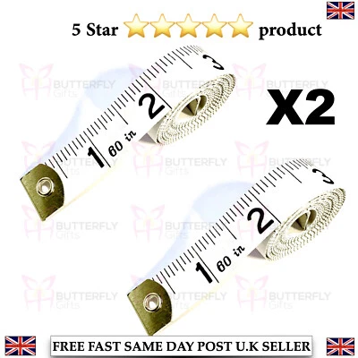 COUNTY 2 x Tailor Seamstress Sewing Diet Cloth Ruler Tape Measure Brass Eyelet Ends