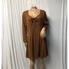 SO Dress Womens Sz XXL Rust Brown Princess Empire Waist Babydoll Soft Comfy NEW
