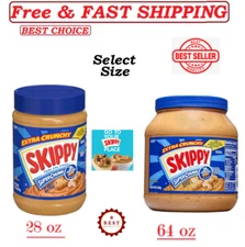 SKIPPY SUPER CHUNK Peanut Butter, Select Your Size. ( 28 oz & 64 oz )