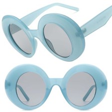 Vintage 70s Inspired Bold Oversized Design Womens Statement Sunglasses Blue
