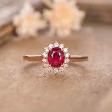 925 Sterling Silver Lab Created Ruby Ring July Birthstone Bridal Ring for Women