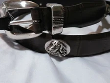 Men's Brown Genuine Leather Belt with Bird Dog Conchos Size 30 R+ Hunting