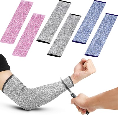 Sleeves Arm Protectors Level 5 Arm Protection Sleeves Safe,3 Pairs Cut Resistant