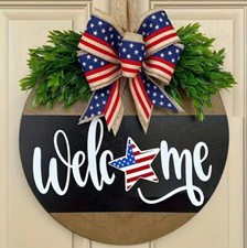 Welcome Wreath for Door Sign Hanger Wood Wreath 11.8 inches