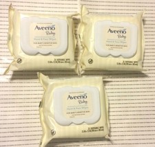 Lot of 3 Packs New Aveeno Baby Hand  Face Wipes for Baby's Sensitive Skin 25ct