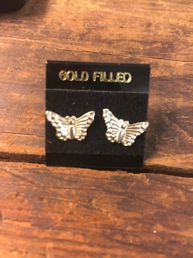 14K Gold Kiddie Kraft Childrens Butterfly Stud Earrings - iCuracao.com
