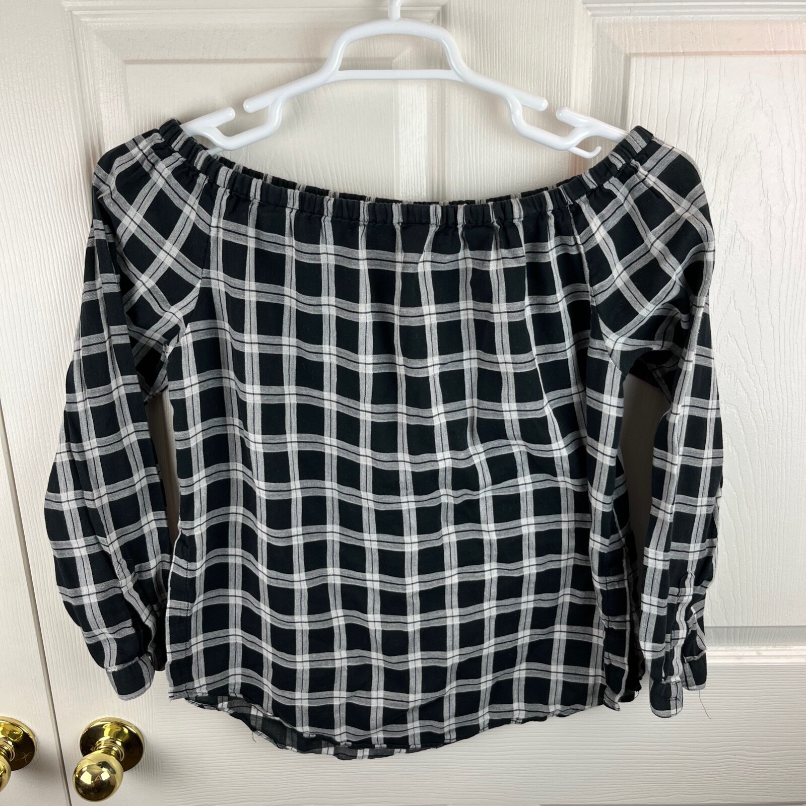 plaid off the shoulder top
