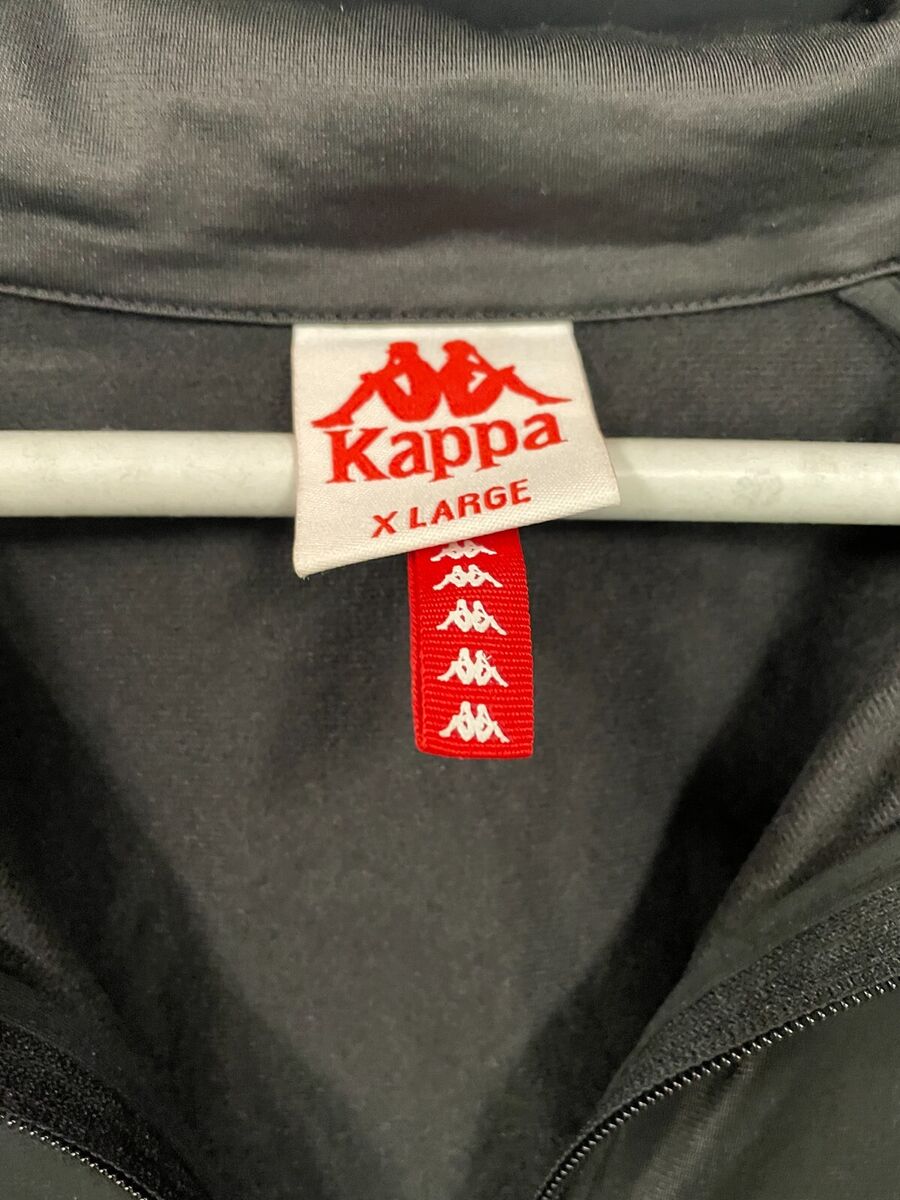 Kappa Men's Classic Black Zip-Up Track Jacket Orange Stripe Kappa Men's Classic Black Zip-Up Track Jacket Orange Stripe