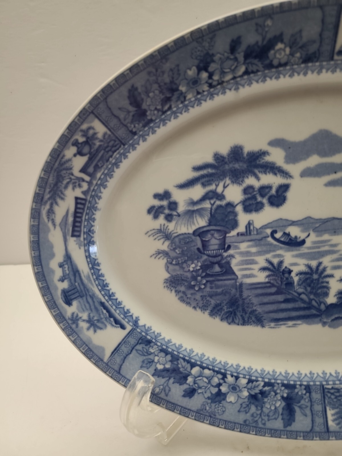 O.P. Co. Syracuse Blue and White Asian Design Platter 11 1/4"
