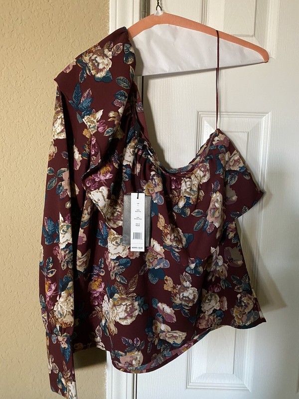 Walter Baker One Shoulder Ruffle Floral Blouse sz L
