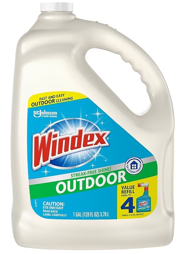 Windex Outdoor Glass Cleaner Refill – 128 Oz Concentrated Formula For Streak-Free Shine