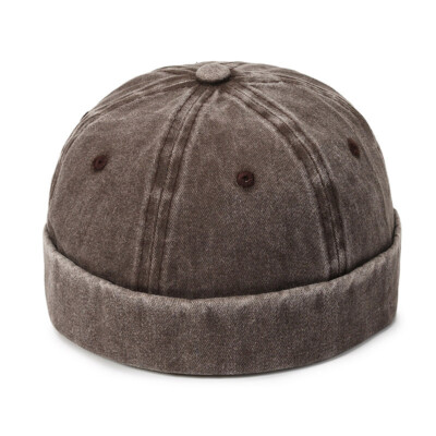 Men's Docker Cap Skullcap Beanie - Adjustable Rolled Cuff Brimless Hat, 100% Cotton, Grey, One Size - View #3