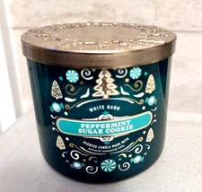 Bath & Body Works White Barn Peppermint Sugar Cookie Candle 3-Wick 14.5 oz DEC