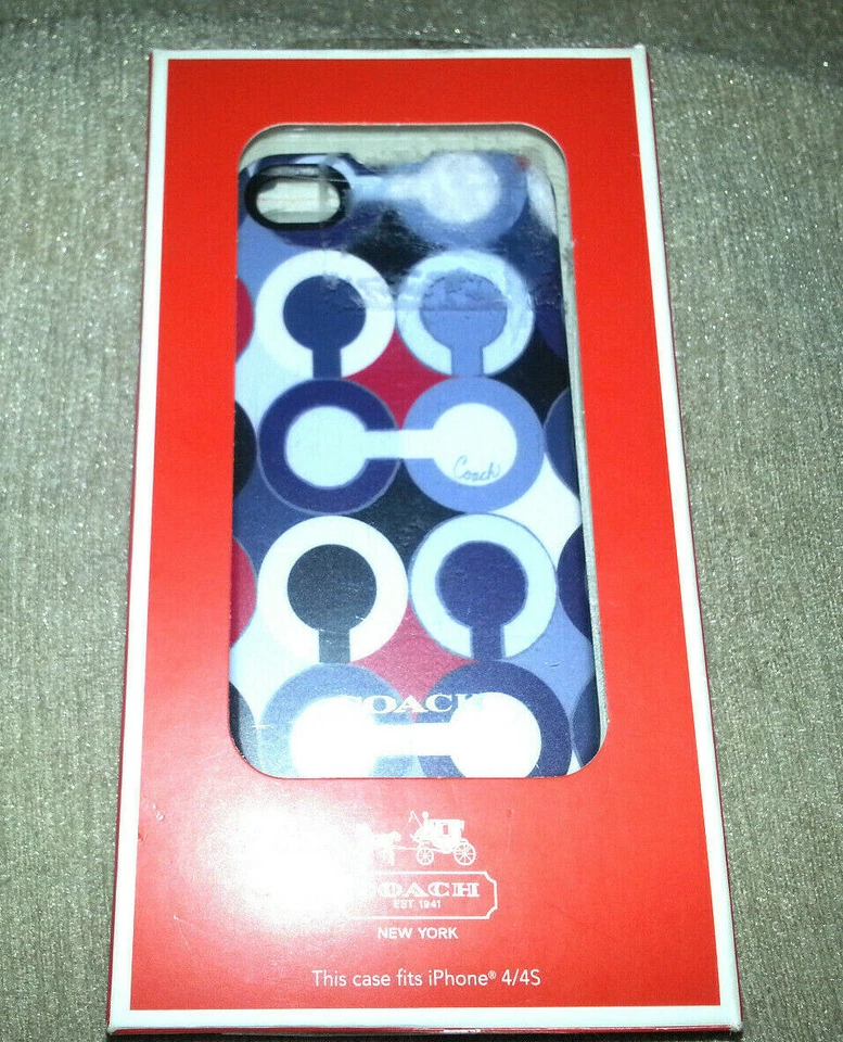 COACH Apple iPhone 4/4S PHONE COVER CASE Signature Print MULTICOLOR Blue Red USA - Image 2 of 4