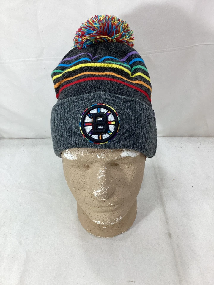 NEW 2024 Zephyr Boston Bruins Knit Hat Beanie Pom Pom LGBTQ Gay Pride Series - Image 2 of 3