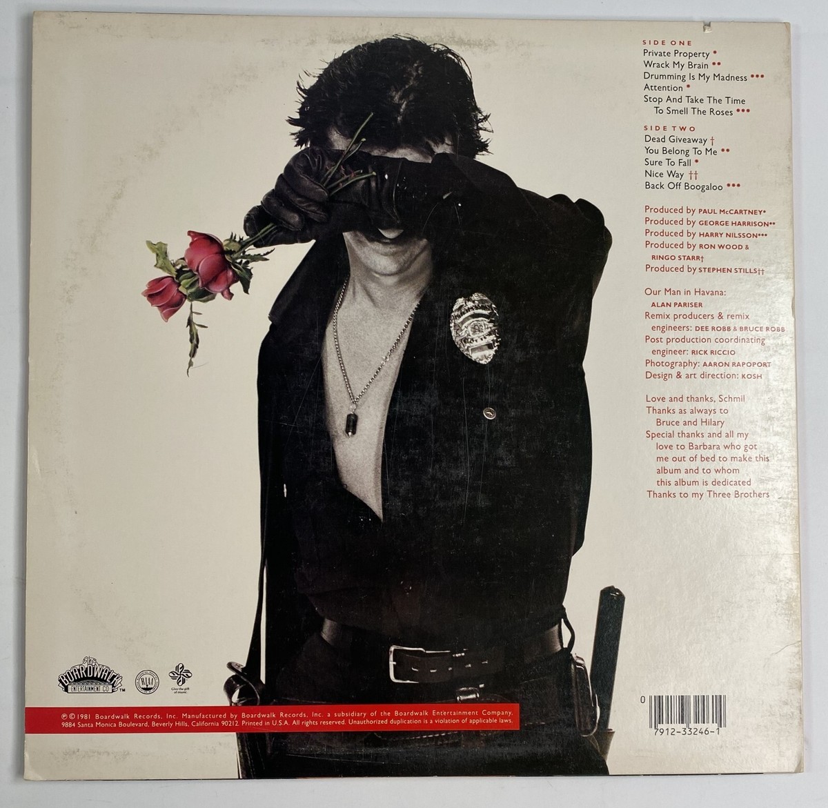 米LP Ringo Starr Stop And Smell The Roses NBI33246 The Boardwalk Entert /00260 Ringo Starr Stop and Smell the Roses Vinyl LP (1981 Boardwalk NBI