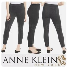 Anne Klein Women  s Pull On Slimming Tummy Control Pants Charcoal Heather Gray M