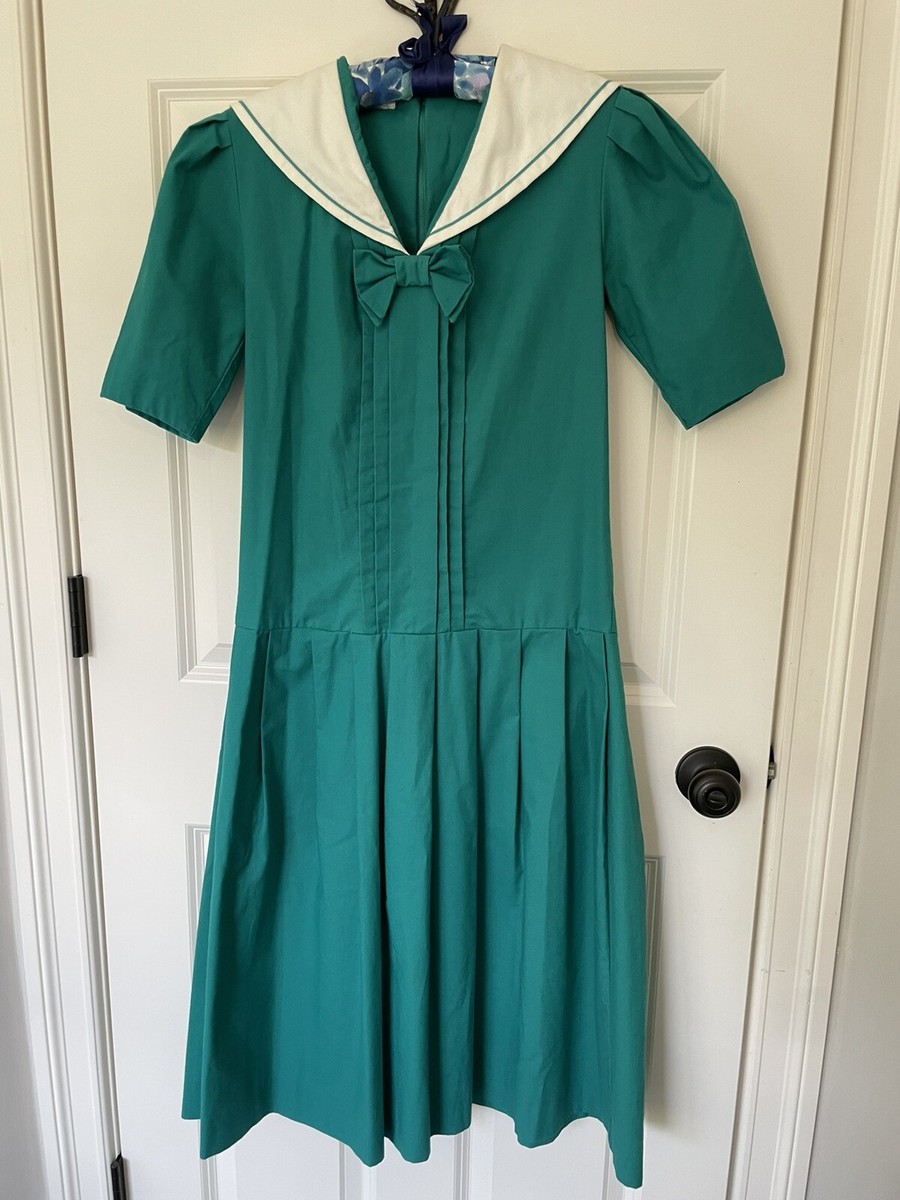 Laura Ashley Vintage 1980s Green Sailor Dress | eBay