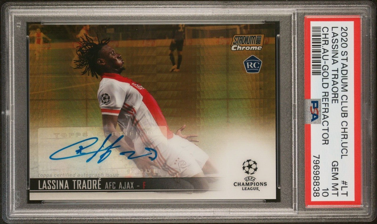 2020-21 Lassina Traore Topps Stadium Club Chrome Gold Auto Rookie 2/50 PSA 10
