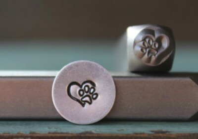 SUPPLY GUY 6mm Heart Dog Paw Metal Punch Design Stamp SGCH-141