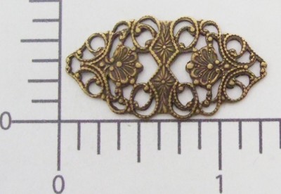 24803         2 Pc.Brass Oxidized Victorian Oval Filigree Jewelry Finding