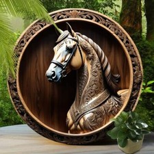 Blechschild rund Pferd Gestüt Reiterhof 20x20cm Retro Vintage TE391