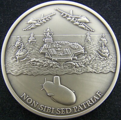 United States Navy Non Sibi Sed Patriae Silver tone Challenge Coin