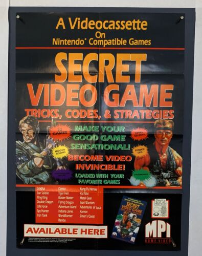 NINTENDO NES Orig Strategies VideoStore Game Poster (VF-) 1980 22.5x32.25 Contra - Picture 1 of 12