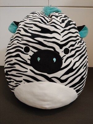 Squishmallow Zeke Zebra Large Plush Stuffed Animal Pillow Teal Blue Boy 16” 
