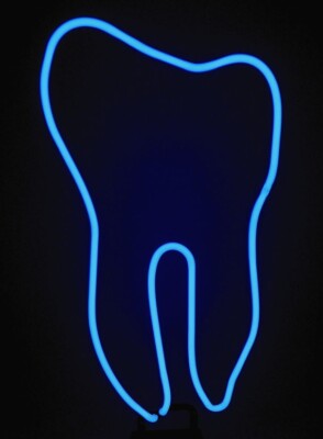 Teeth Blue 17'' Neon Sign Lamp Light With Dimmer Business Beer Glass Decor VY