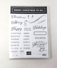 Stampin' Up MERRY CHRISTMAS TO ALL Stamp Set 28pc Holiday Phrases Sentiments