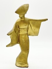 VTG Brass Geisha Girl Figurine Statue Standing 6.75" Japanese Asian Sculpture