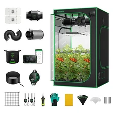 VIVOSUN 4x4ft Smart Grow Tent Kit w/Aerolight SE 200W*2,G6 Inline fan kit w/E42A