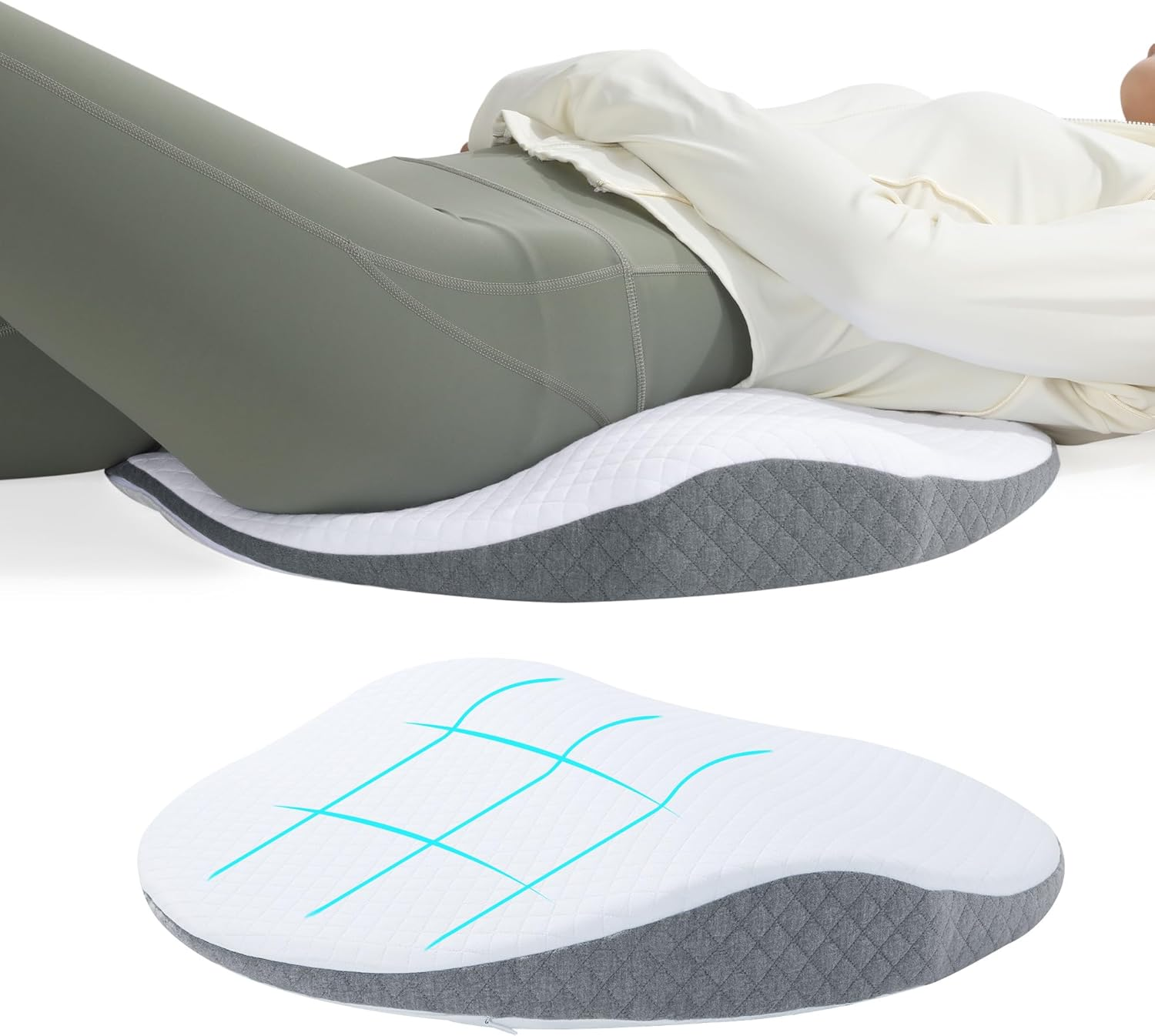 Ergonomic Memory Foam Lumbar Support Pillow for Bed Sleeping