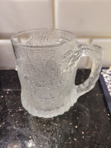 Vintage 1993 Flintstones McDonald’s TreeMendous Glass Mug Stein Made in France.