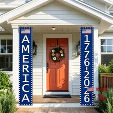 Patriotic Porch Banner USA 250th Anniversary Front Door Sign 4th of July