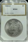 1898 O Morgan Silver Dollar Old PCI Holder 64 Mint State Extremely Nice