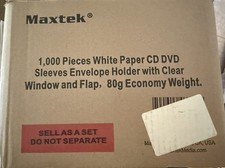 1,000 Pieces White Paper CD DVD Sleeves Envelope Holder with Clear Window  Flap