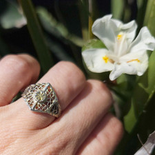 Vintage 925 Sterling Silver Openwork Filigree Design Band Ring   Size 7, 2.5g
