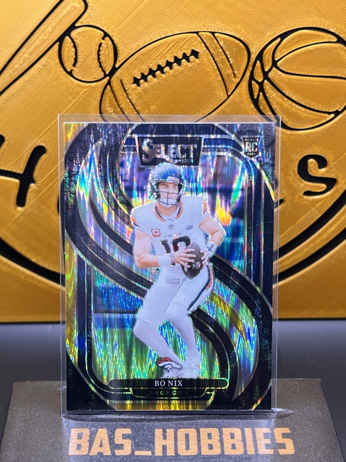 2024 Panini Select - Premier Level Bo Nix #117 Black & Gold Shock Prizm (RC)